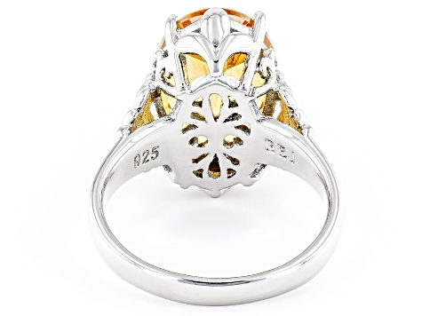 Yellow Citrine Rhodium Over Sterling Silver Solitaire Ring 4.59ct