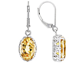 Yellow Citrine Rhodium Over Sterling Silver Dangle Earrings 6.00ctw