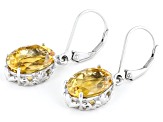 Yellow Citrine Rhodium Over Sterling Silver Dangle Earrings 6.00ctw