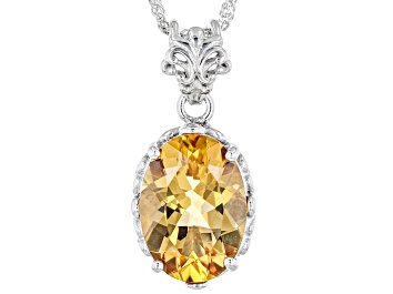 Picture of Yellow Citrine Rhodium Over Sterling Silver Pendant With Chain 4.35ct