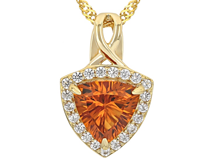 Orange Madeira Citrine 18k Yellow Gold Over Silver Pendant With Chain 2.50ctw