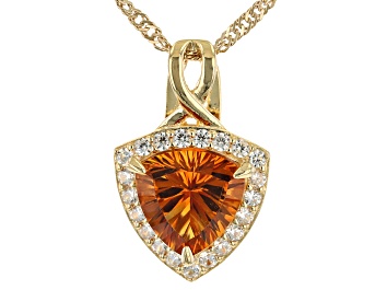Picture of Orange Madeira Citrine 18k Yellow Gold Over Silver Pendant With Chain 2.50ctw