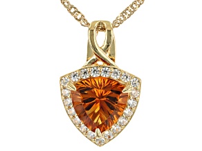 Orange Madeira Citrine 18k Yellow Gold Over Silver Pendant With Chain 2.50ctw