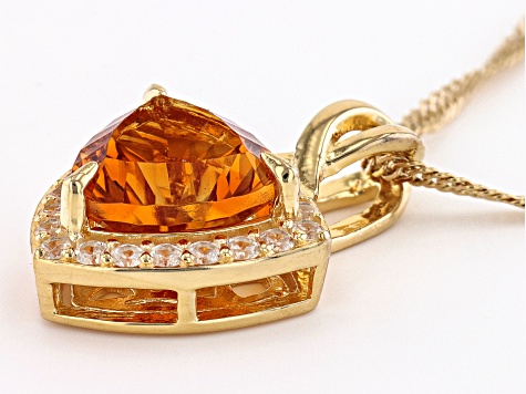 Orange Madeira Citrine 18k Yellow Gold Over Silver Pendant With Chain 2.50ctw