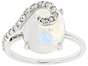 Rainbow Moonstone Rhodium Over Sterling Silver Ring 0.13ctw