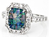 Multicolor Mosaic Opal Triplet Rhodium Over Sterling Silver Ring 0.40ctw