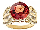 Orange Lab Created Padparadscha Sapphire 18k Yellow Gold Over Silver Ring 8.39ctw
