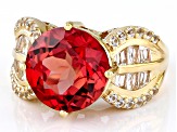 Orange Lab Created Padparadscha Sapphire 18k Yellow Gold Over Silver Ring 8.39ctw