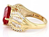 Orange Lab Created Padparadscha Sapphire 18k Yellow Gold Over Silver Ring 8.39ctw