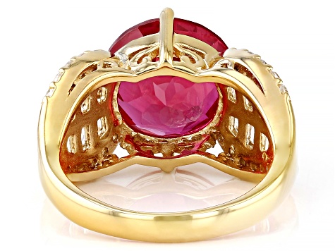 Orange Lab Created Padparadscha Sapphire 18k Yellow Gold Over Silver Ring 8.39ctw