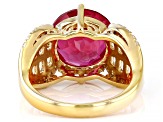 Orange Lab Created Padparadscha Sapphire 18k Yellow Gold Over Silver Ring 8.39ctw