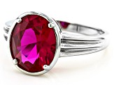 Red Lab Created Ruby Rhodium Over Sterling Silver Solitaire Ring 3.78ct