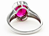 Red Lab Created Ruby Rhodium Over Sterling Silver Solitaire Ring 3.78ct