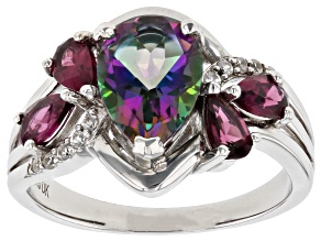 Green Mystic Topaz® Rhodium Over Sterling Silver Ring 2.79ctw