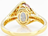 Green Mystic Fire® Topaz 18k Yellow Gold Over Silver Ring 2.93ctw