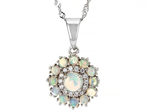 Ethiopian Opal Rhodium Over Sterling Silver Pendant With Chain