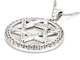 White Mother-Of-Pearl Rhodium Over Sterling Silver "Star Of David" Pendant With Chain 0.98ctw