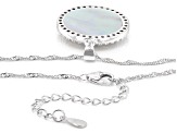 White Mother-Of-Pearl Rhodium Over Sterling Silver "Star Of David" Pendant With Chain 0.98ctw