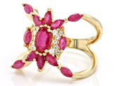 Red Mahaleo® 18k Yellow Gold Over Sterling Silver Ring 2.05ctw