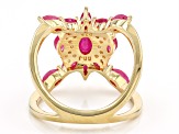 Red Mahaleo® 18k Yellow Gold Over Sterling Silver Ring 2.05ctw