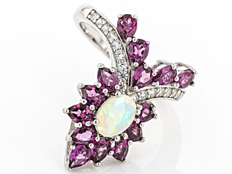 Multicolor Ethiopian Opal Rhodium Over Silver Ring 3.13ctw