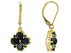 Black Spinel 18k Yellow Gold Over Sterling Silver Dangle Earrings 3.00ctw