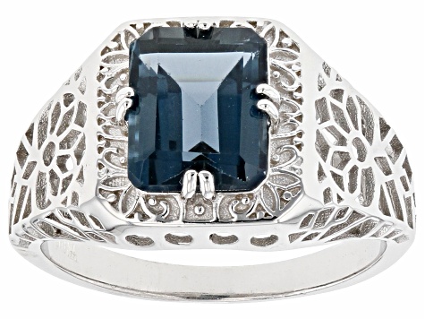London Blue Topaz Rhodium Over Sterling Silver Solitaire Ring 2.57ct