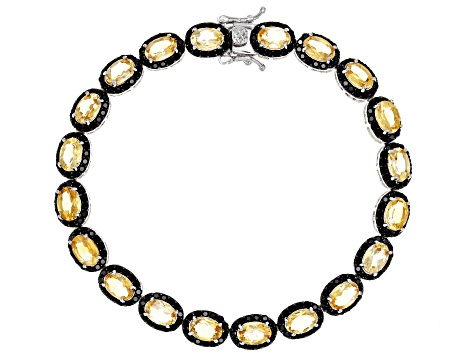 Citrine Rhodium Over Sterling Silver Tennis Bracelet 10.62ctw