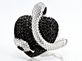 Black Spinel Rhodium Over Sterling Silver Snake Ring 1.22ctw
