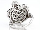 Black Spinel Rhodium Over Sterling Silver Snake Ring 1.22ctw