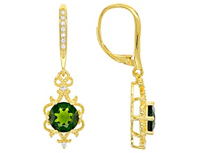Green Chrome Diopside 18k Yellow Gold Over Sterling Silver Dangle Earrings 2.75ctw