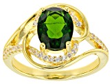 Green Chrome Diopside 18k Yellow Gold Over Sterling Silver Ring 2.04ctw