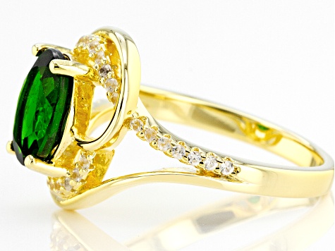 Green Chrome Diopside 18k Yellow Gold Over Sterling Silver Ring 2.04ctw