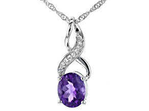 Purple Amethyst Rhodium Over Silver Pendant With Chain 2.21ctw