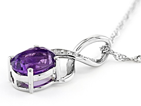 Purple Amethyst Rhodium Over Silver Pendant With Chain 2.21ctw