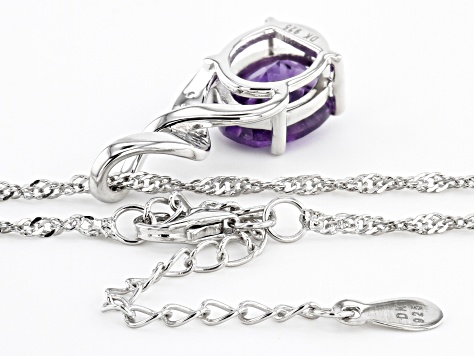 Purple Amethyst Rhodium Over Silver Pendant With Chain 2.21ctw