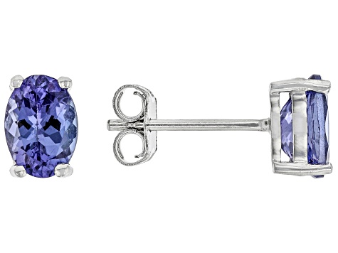 Blue Tanzanite Rhodium Over Sterling Silver Stud Earrings 1.45ctw