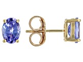 Blue Tanzanite 18k Yellow Gold Over Sterling Silver Stud Earrings 1.45ctw