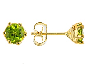 Green Peridot 18K Yellow Gold Over Sterling Silver Stud Earrings 1.75ctw