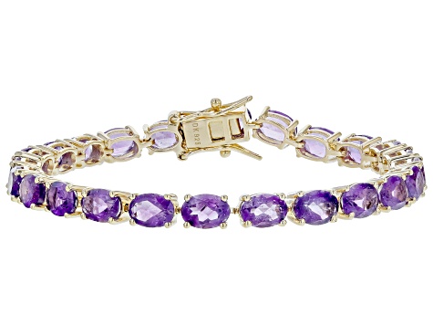 Purple Amethyst 18K Yellow Gold Over Sterling Silver Bracelet 15.10ctw