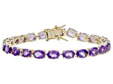 Purple Amethyst 18K Yellow Gold Over Sterling Silver Bracelet 15.10ctw