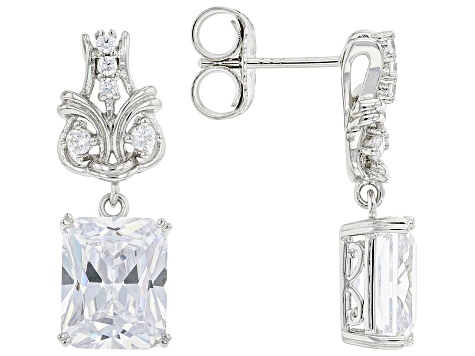 White Cubic Zirconia Rhodium Over Silver Earrings (8.03ctw DEW)