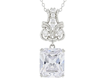 Picture of White Cubic Zirconia Rhodium Over Silver Pendant With Chain (7.43ctw DEW)