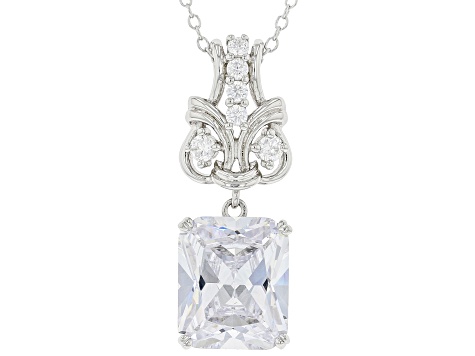 White Cubic Zirconia Rhodium Over Silver Pendant With Chain (7.43ctw DEW)