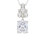 White Cubic Zirconia Rhodium Over Silver Pendant With Chain (7.43ctw DEW)