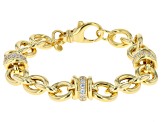 White Cubic Zirconia 18k Yellow Gold Over Sterling Silver Rolo Bracelet 1.26ctw