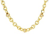 White Cubic Zirconia 18k Yellow Gold Over Sterling Silver Rolo Necklace 1.26ctw