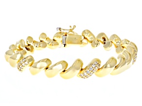 White Cubic Zirconia 18k Yellow Gold Over Sterling Silver San Marco Bracelet 0.90ctw