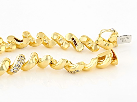 White Cubic Zirconia 18k Yellow Gold Over Sterling Silver San Marco Bracelet 0.90ctw