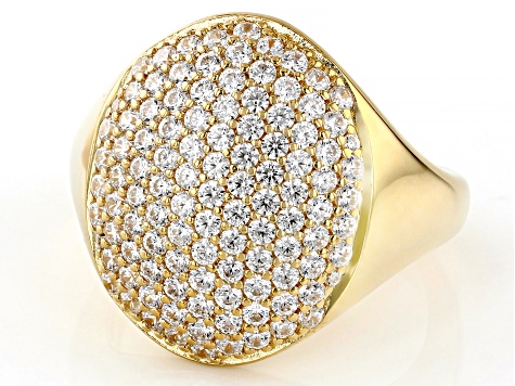 White Cubic Zirconia 18k Yellow Gold Over Sterling Silver Ring 1.52ctw